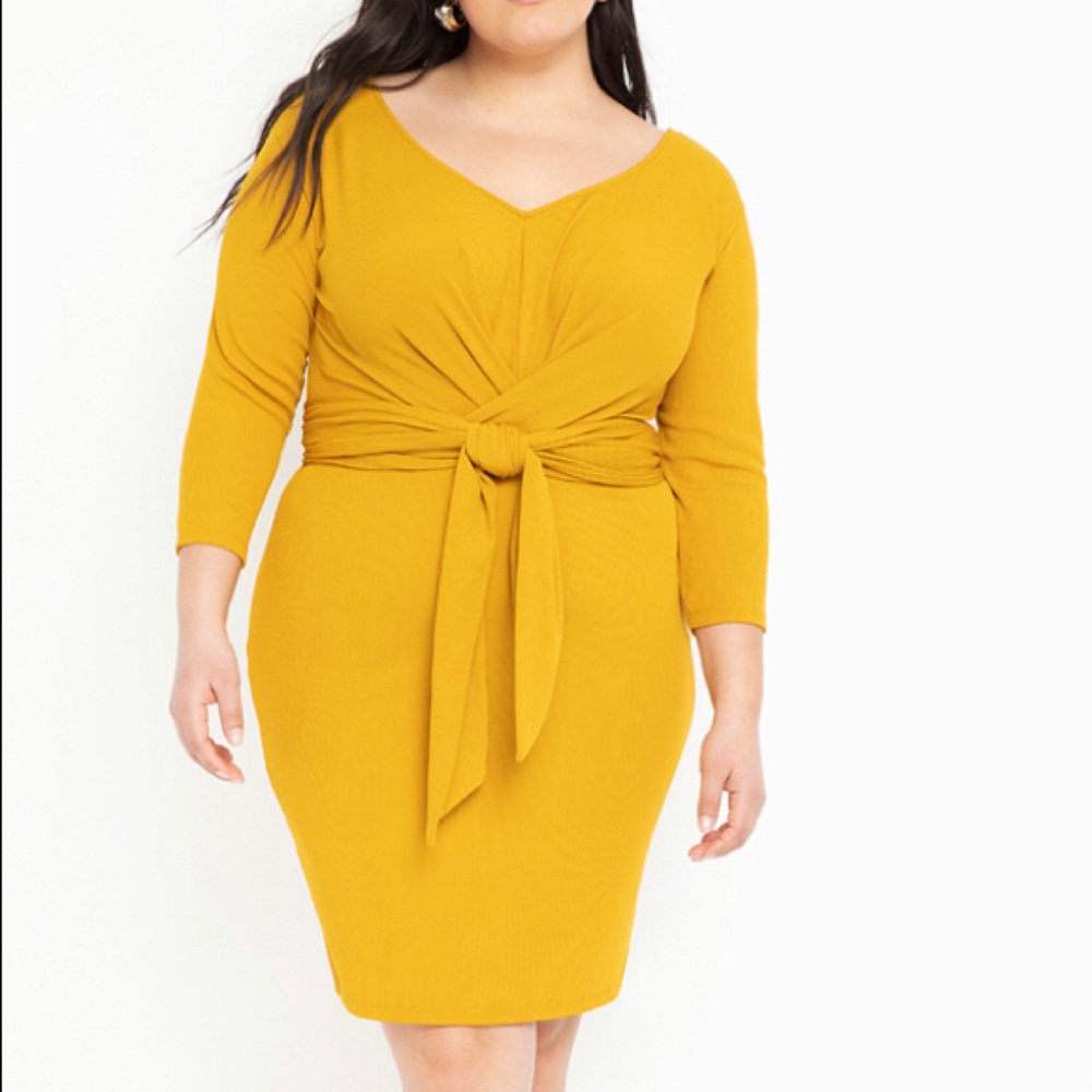 2/$40 EUC Eloquii Wide Neck Dress w/ Tie Waist